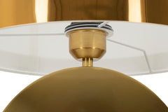 Lampe de table métal doré abat-jour tissu blanc bord doré