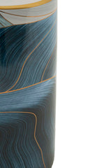 Vase en céramique décoré de pétales et détails dorés avec couvercle