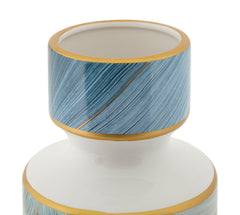 Vase en céramique décoré de pétales et détails dorés avec couvercle