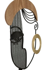 Lampe de table métal et bois Picassy abat-jour en tissu blanc