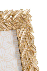 Cadre photo rectangulaire résine tissage de feuilles doré