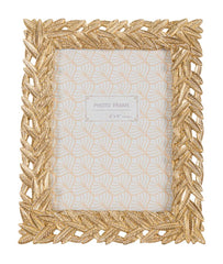 Cadre photo rectangulaire Solis Résine dorée tissage de feuilles