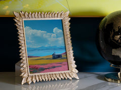 Cadre photo rectangulaire en résine design pétales de fleurs