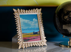 Cadre photo rectangulaire résine pétales dorés