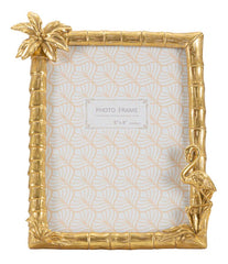 Cadre photo rectangulaire résine Flamant Rose et tiges de bambou