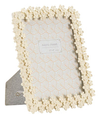 Cadre photo rectangulaire résine fleurs crème