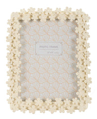 Cadre photo rectangulaire résine fleurs crème