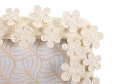 Cadre photo rectangulaire résine fleurs crème