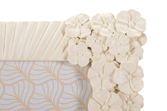 Cadre rectangulaire en résine décoré de fleurs crème