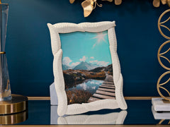 Cadre photo rectangulaire résine Serpent crème