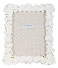 Cadre photo rectangulaire résine feuilles blanches