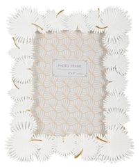 Cadre photo en résine rectangulaire Feuille de Palmier Blanc ornement doré