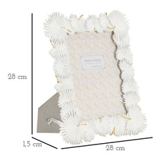 Cadre photo en résine rectangulaire Feuille de Palmier Blanc ornement doré