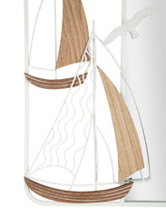 Miroir mural cadre métal Blanc et inserts en bois