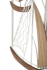 Miroir mural cadre métal Blanc et inserts en bois