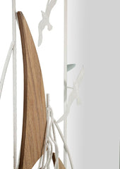Miroir mural cadre métal Blanc et inserts en bois