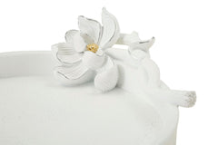 Plateau vide-poches rond Magnolia Résine Blanche finitions Or et Argent