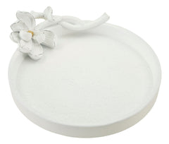 Plateau vide-poches rond Magnolia Résine Blanche finitions Or et Argent