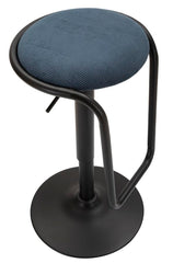 Tabouret de bar rond Destiny Tissu Bleu Marine métal Noir