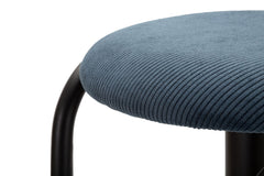 Tabouret de bar rond Destiny Tissu Bleu Marine métal Noir