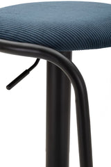 Tabouret de bar rond Destiny Tissu Bleu Marine métal Noir