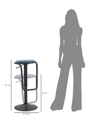 Tabouret de bar rond Destiny Tissu Bleu Marine métal Noir