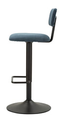 Tabouret de bar rond pivotant en métal Tissu rembourré Bleu Marine