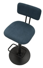 Tabouret de bar rond pivotant en métal Tissu rembourré Bleu Marine
