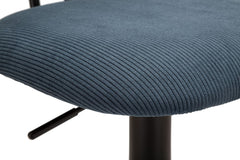 Tabouret de bar rond pivotant en métal Tissu rembourré Bleu Marine