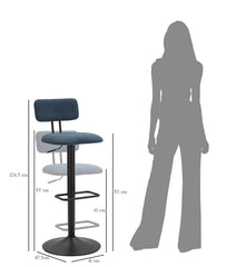 Tabouret de bar rond pivotant en métal Tissu rembourré Bleu Marine
