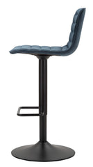 Tabouret de bar rond pivotant en métal et tissu rembourré bleu marine