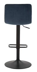 Tabouret de bar rond pivotant en métal et tissu rembourré bleu marine