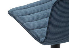 Tabouret de bar rond pivotant en métal et tissu rembourré bleu marine