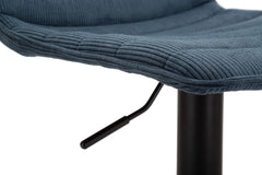 Tabouret de bar rond pivotant en métal et tissu rembourré bleu marine