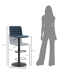 Tabouret de bar rond pivotant en métal et tissu rembourré bleu marine