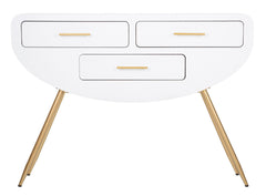 Console Vénus Bois Blanc pieds Métal Doré