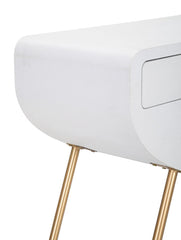 Console Vénus Bois Blanc pieds Métal Doré