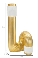 Vase en résine dorée avec finitions blanches