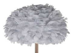 Lampe de sol en métal doré abat-jour plumes synthétiques Gris