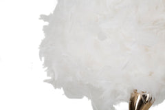 Lampe de table Chariot métal doré abat-jour plumes synthétiques Blanches