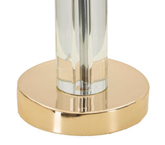 Lampe de table Praga métal doré abat-jour tissu beige bordure dorée