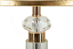 Lampe de table Praga métal doré abat-jour tissu beige bordure dorée