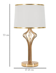 Lampe de table Slimmy Métal Doré abat-jour Tissu Blanc avec finitions Dorées
