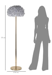 Lampe de sol en métal doré abat-jour plumes synthétiques Gris