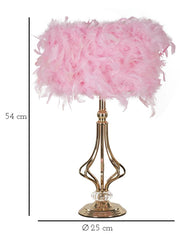 Lampe de table Tarty Métal Doré abat-jour plumes Roses