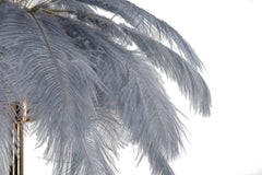 Lampe de table métallique doré abat-jour plumes blanches