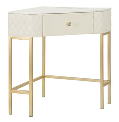 Console d'angle Sharon Cuir matelassé pieds dorés