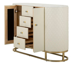 Armoire Sharon Similicuir Matelassé Pieds Dorés