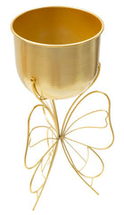 Support de vase en métal doré avec base en forme de papillon