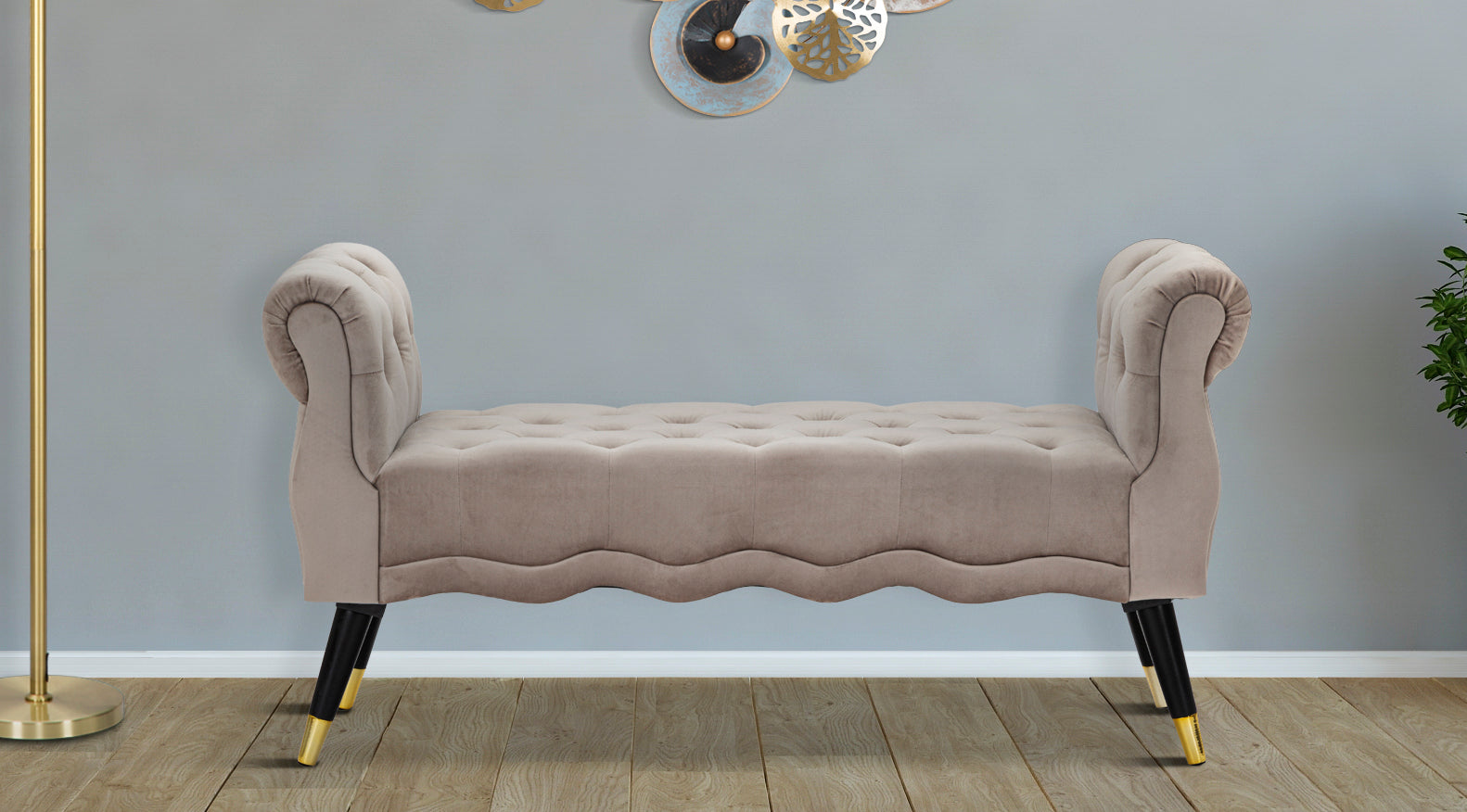BENCH PARIS GRIGIA/GOLD CM 120X40X60